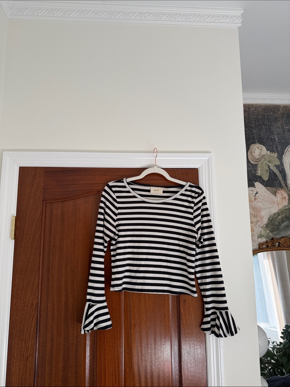Anthropologie Maeve Black and White Striped Top